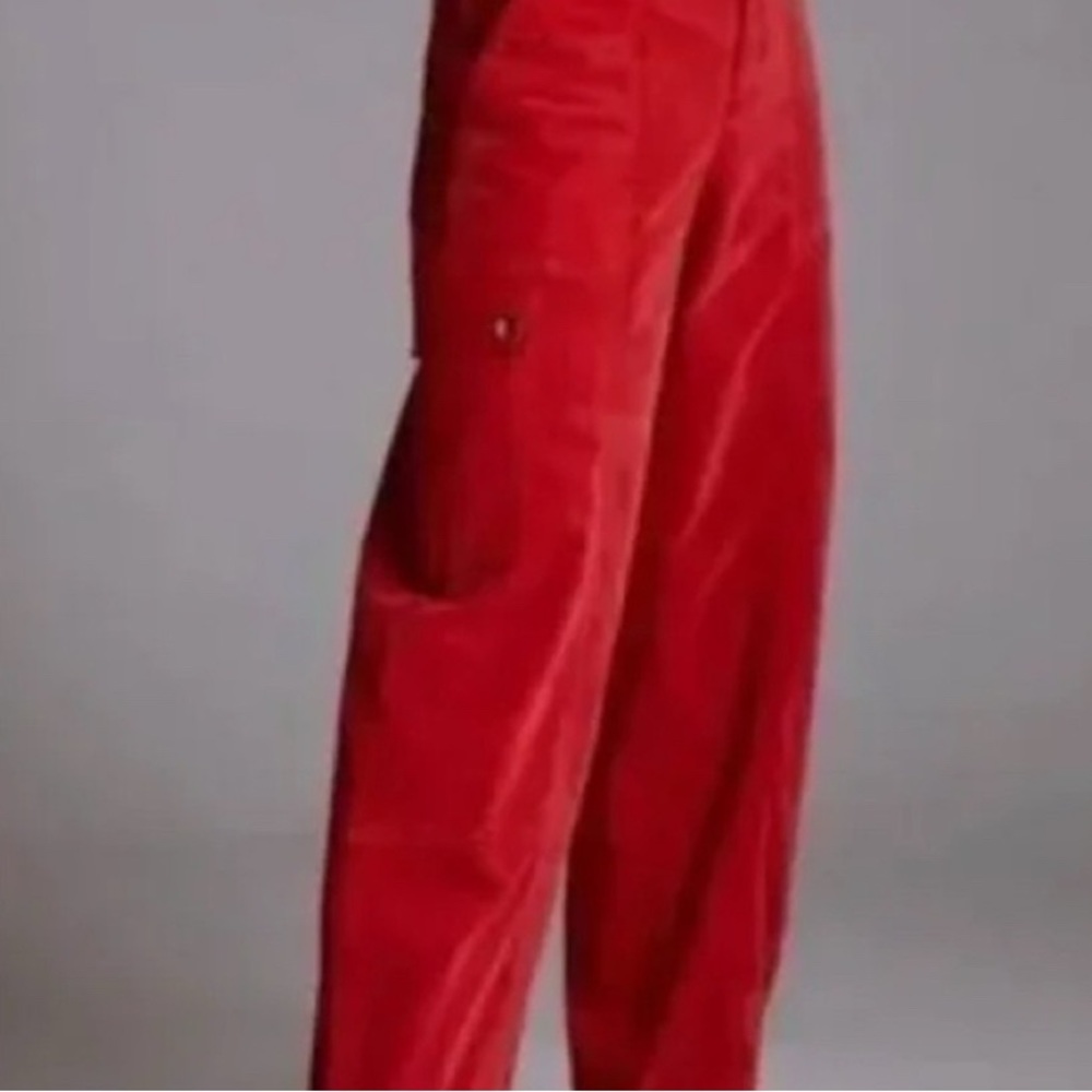 Anthropologie red barrel leg cargo pants